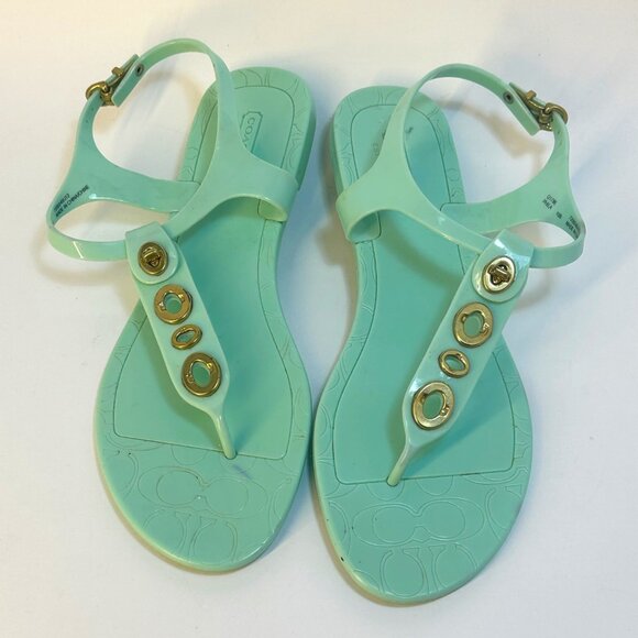 Coach Phila Jelly Sandles Mint Green Size 10B Nice - Picture 1 of 8